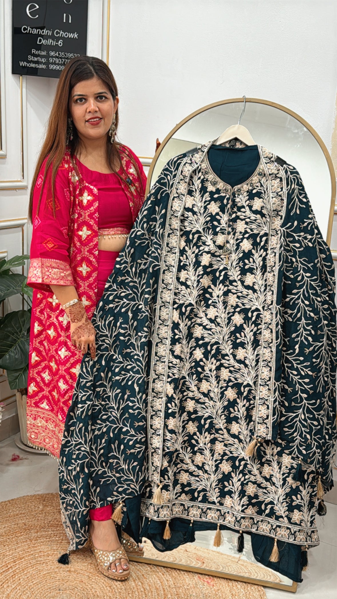 Latest Pure Chinnon Suit Material with Parci Work Embroidered Shirt & Dupatta GF 416